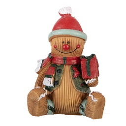 [6PR6340] Decoration gingerbread man Brown Red 7x5x9 cm