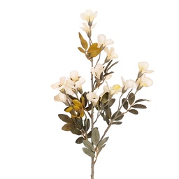 [5PL0311W] Dekorativer Zweig mit Blumen Weiß 100 cm