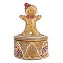 Boîte de rangement décorative avec Bonhomme de pain d'épice Marron Blanc Ø 7x11 cm
