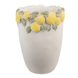 [6TE0570M] Blumentopf für Innen Weiß Gelb Ø 17x23 cm