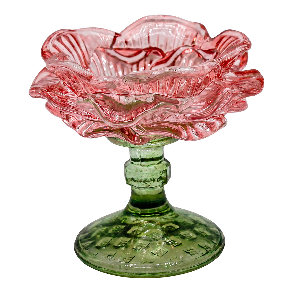 Glass Tea Light Houder Pink Green Ø 10x9 cm