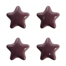 Clayre & Eef Bouton de porte set de 4 Étoile Ø 4 cm Violet Céramique