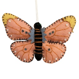 [66515] Pendentif Décoratif Papillon en feutre Rose Marron 9x2x6 cm