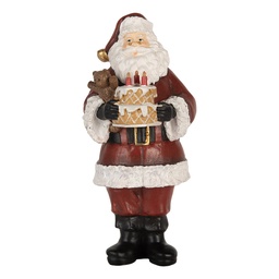 [6PR5862] Decorazione Natalizie Babbo Natale con torta Rosso Bianco 10x10x21 cm