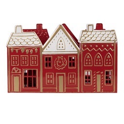 [6Y5919] Porte-bougie à thé Rouge Blanc 38x13x25 cm