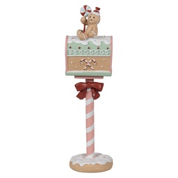 [6PR4265] Weihnachtsdeko Briefkasten Rosa Braun 11x10x36 cm