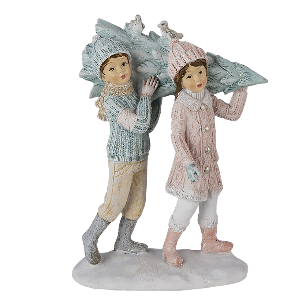 Decoratie kinderen met kerstboom 12x6x15 cm