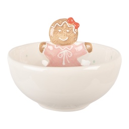 [6CE2216] Servierschale Weiß Rosa 18x17x12 cm / 700 ml