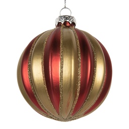 [6GL5302] Weihnachtskugel Rot Goldfarbig Ø 8x8 cm