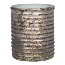 [6GL2975] Glas Kerzenhalter Kupferfarbig Ø 8x9 cm