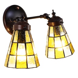[5LL-6216] Tiffany Wandlampe Braun, Weiß 30x23x23 cm E14/max 2x40W