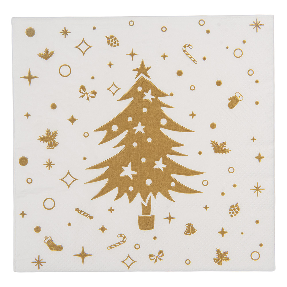 Serviettes en papier Blanc Couleur or 33x33 cm (20)