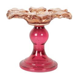 [6GL5338O] Porte-lampion en verre Orange Rose Ø 14x11 cm