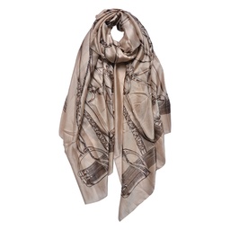 [JZSC0711BE] Scarf Women Print Beige 90x180 cm