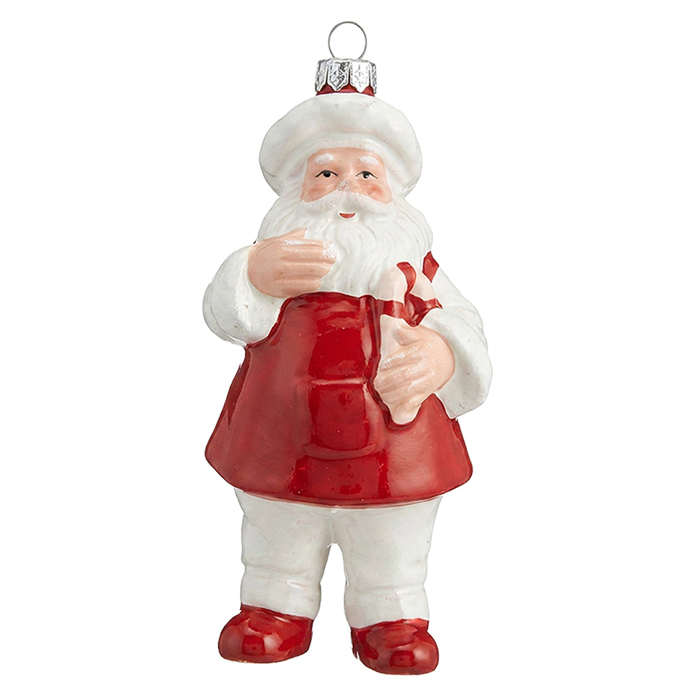 Christmas Bauble White Red 7x5x13 cm