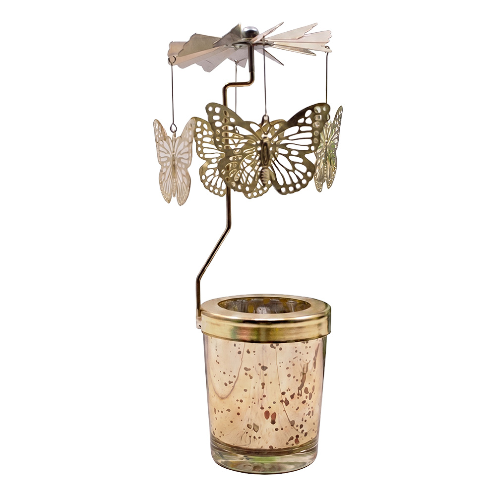 Tea light carousel Gold colored Ø 8x17 cm