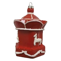 [67084] Christmas Bauble Red White Ø 8x11 cm