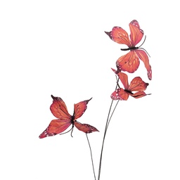 [50872] Deko Zweig mit Schmetterlinge Orange Rosa 10x10x65 cm
