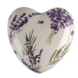 [6CE1554M] Decoration Heart Purple Beige 8x8x4 cm