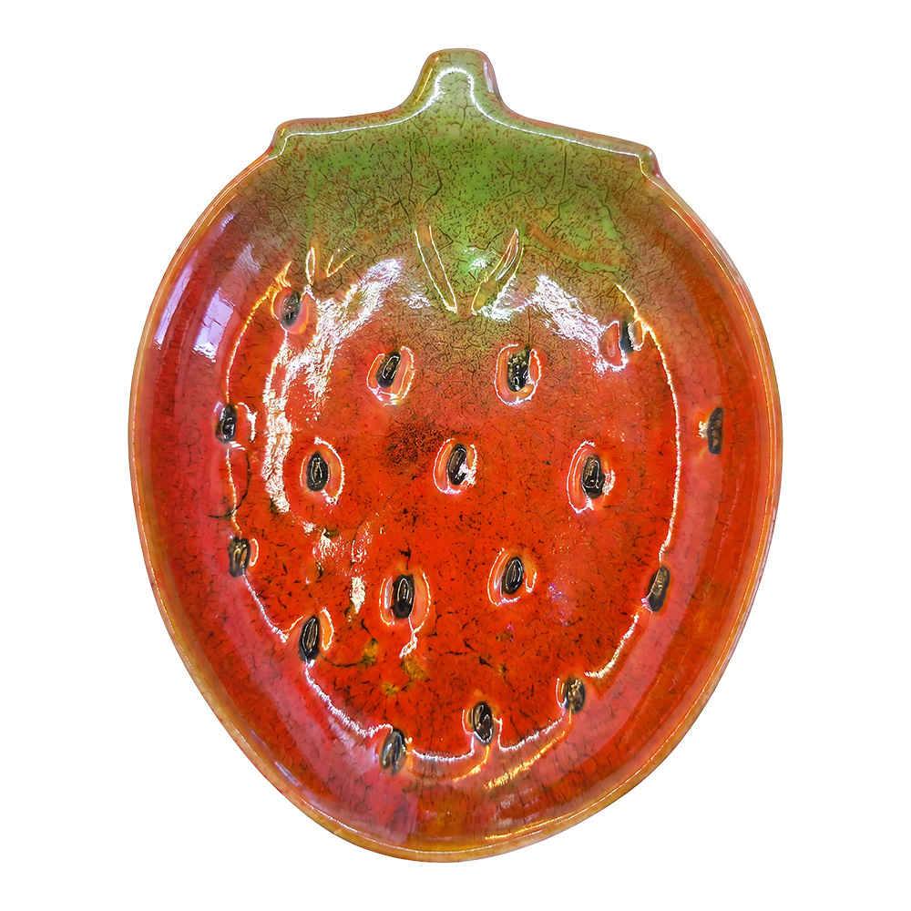 Plat décoratif Fraise Rouge Vert 14x12x2 cm