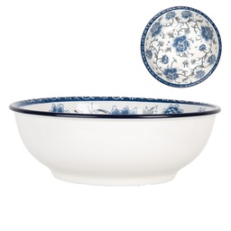 [6CEPS0003] Serving Bowl/Platter White Blue Ø 19x7 cm / 750 ml