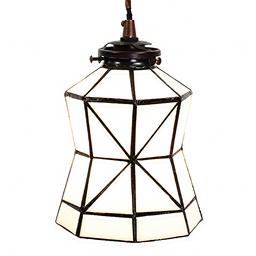 Lumilamp Lampada a Sospensione Tiffany Ø 15x115 cm Bianco Marrone Vetro