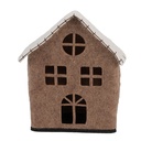 Maison en Feutre Marron Blanc 17x9x19 cm