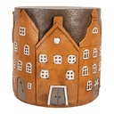 Footstool Orange Grey Ø 39x40 cm