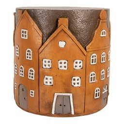 [6MG0128] Footstool Orange Grey Ø 39x40 cm