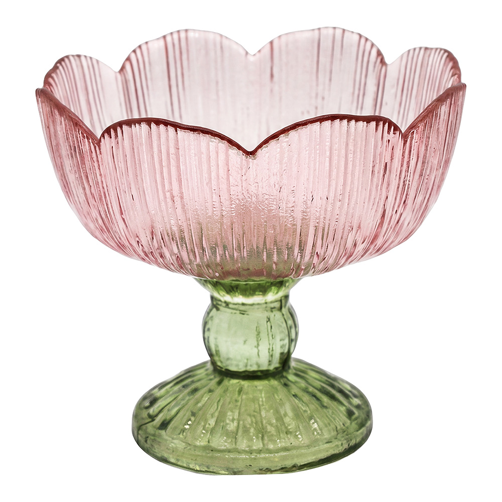 Porte-lampion en verre Rose Vert Ø 17x13 cm