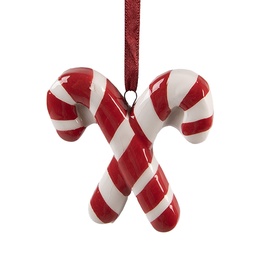 [6CE2262] Decoration pendant Candy cane Red White 6x2x8 cm