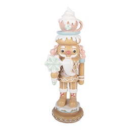 [6PR6353] Natalizie Schiaccianoci Marrone Bianco 11x11x32 cm
