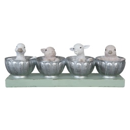 [6PR1053] Statua Decorativa Coniglio Grigio 26x6x9 cm