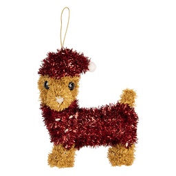 [66601] Decoration pendant Dog Brown Red 13x7x15 cm