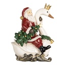 Christmas Decoration Santa Claus on swan Red White 13x10x16 cm