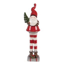 [6CE2265] Christmas Decoration Santa Claus Red White 9x8x30 cm