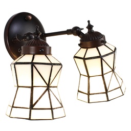 [5LL-6211] Wall Lamp Tiffany Green, White 30x23x23 cm E14/max 2x40W