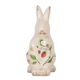 [6CE1960M] Image de décoration Lapin Beige Rouge 13x10x21 cm