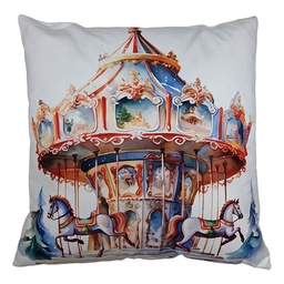 [KG023.221] Cushion with filler White Red  43x43x4 cm
