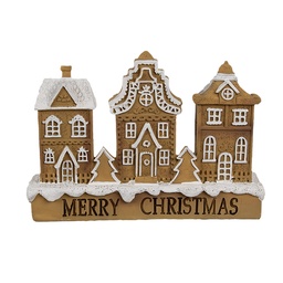 [6PR4194] Decorazione Casa con LED Marrone Bianco 13x4x10 cm