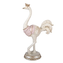 [6PR5993] Décoration Autruche Blanc Rose 23x11x41 cm