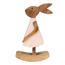Statua Decorativa Coniglio Marrone, Rosa 17x7x30 cm
