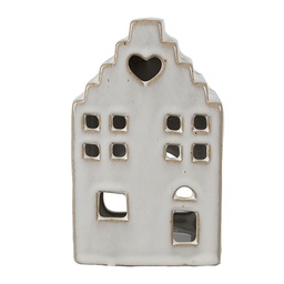 [6CE1588M] Portacandele Natale Casette Beige 9x7x14 cm
