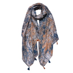 [JZSC0734] Schal Damen Muster Orange Blau 90x180 cm