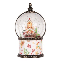[6PR6173] Snow globe with LED White Brown Ø 12x21 cm / 3xAA