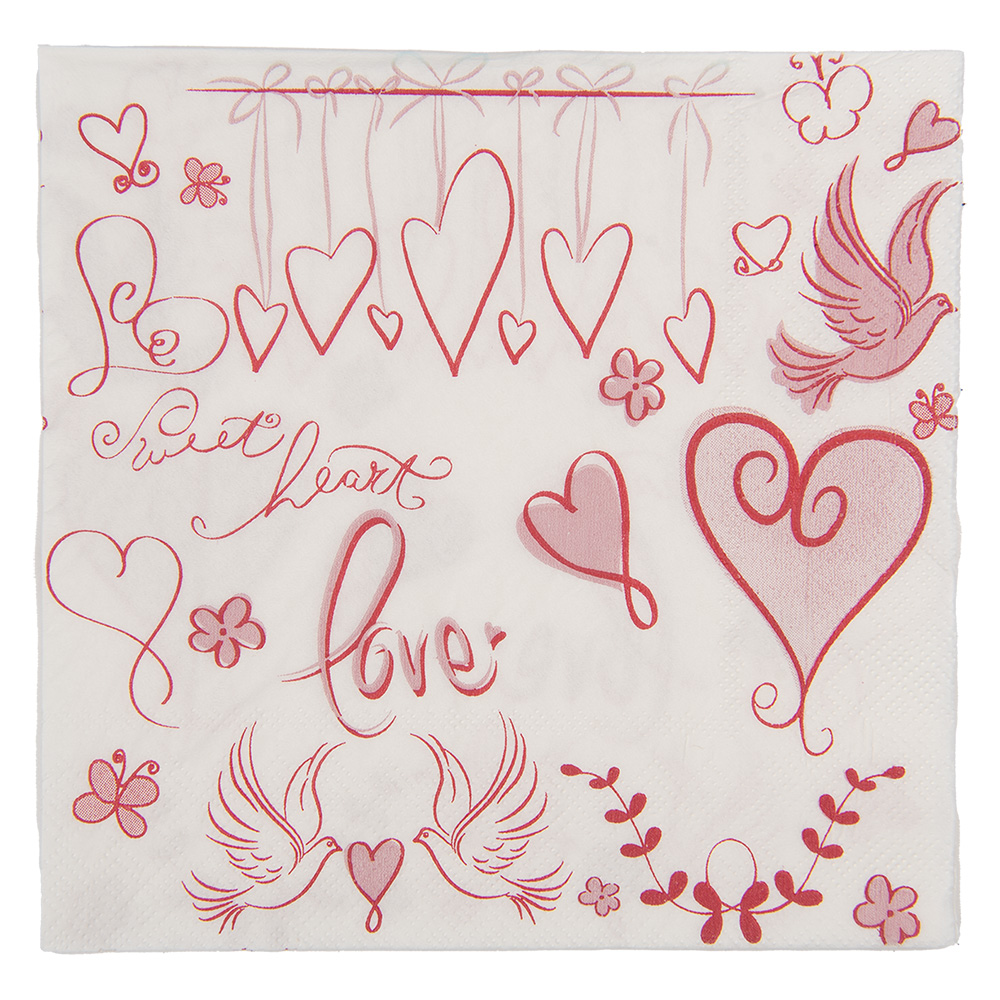 Serviettes en papier Blanc Rose 33x33 cm (20)