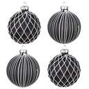 Palla di natale Nero Bianco Ø 8x8 cm (set 4)