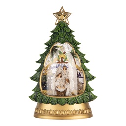 [6PR6170] Palla di Neve con LED Verde Color oro 20x10x31 cm / 3xAA