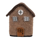 Maison en Feutre Marron Blanc 12x7x14 cm