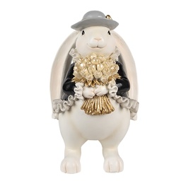 [6PR5150] Décoration des Lapin Blanc Noir 14x13x22 cm